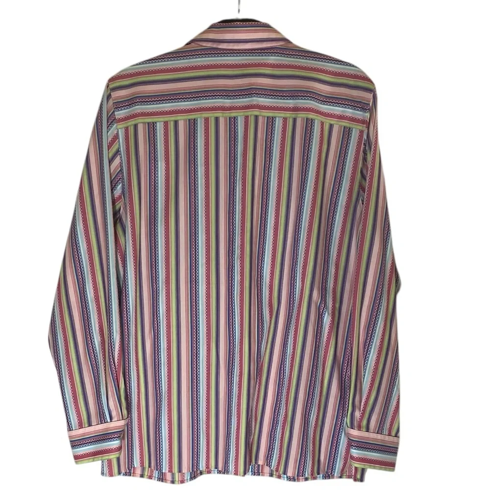 NWOT Women’s Foxcroft Multi Stripe Casual Button Down Long Sleeve Shirt Sz 14 - Picture 3 of 13
